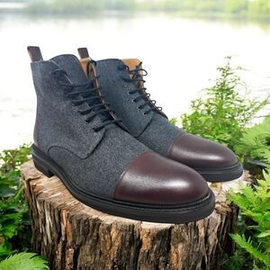 Taft "‎ TheJack" Men's Boots Lace-Up Wool Grey Leather Handcrafted Size  12.5